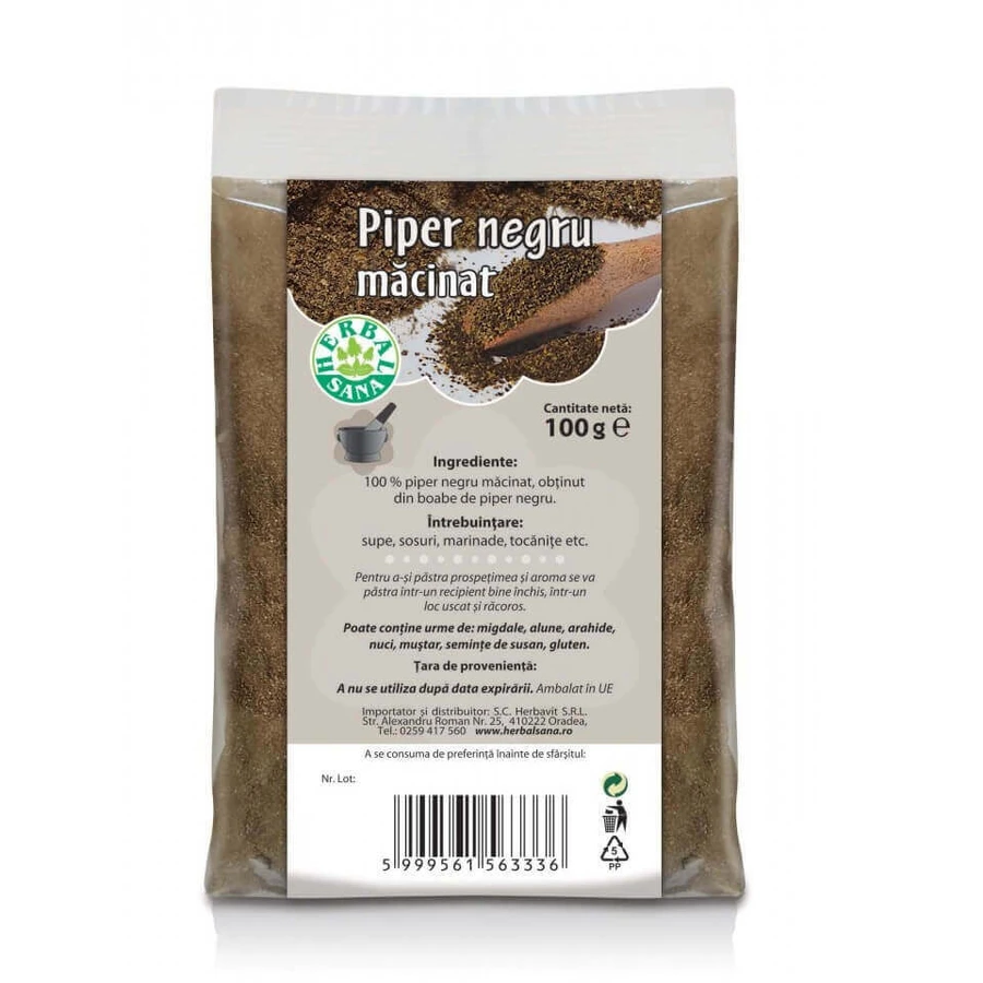Чорний мелений перець, 100 г, Herbal Sana: ціни та характеристики