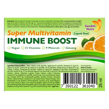Комплекс для підвищення імунітету Swedish Nutra Immune Boost Complex, 30 флаконів: ціни та характеристики