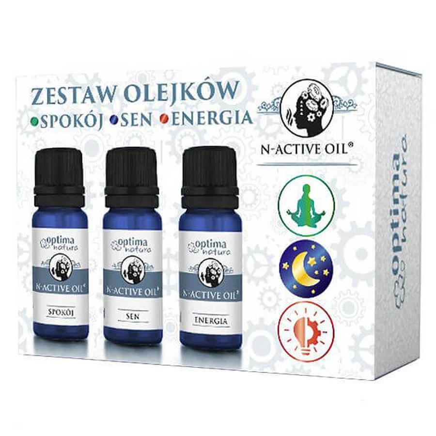 Набір N-Active Oil Calm & Sleep & Energy, натуральні ефірні олії, 3 x 10 мл: ціни та характеристики