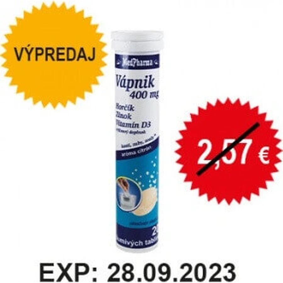 MedPharma КАЛЬЦІЙ 400 мг + МАГНІЙ + ЦИНК + ВІТ.D3 1×20 табл. дієтична добавка: ціни та характеристики