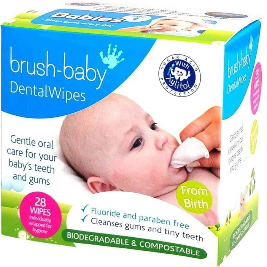 Brush-Baby DentalWipes Серветки для очищення ясен і молочних зубів, 28 шт.: ціни та характеристики
