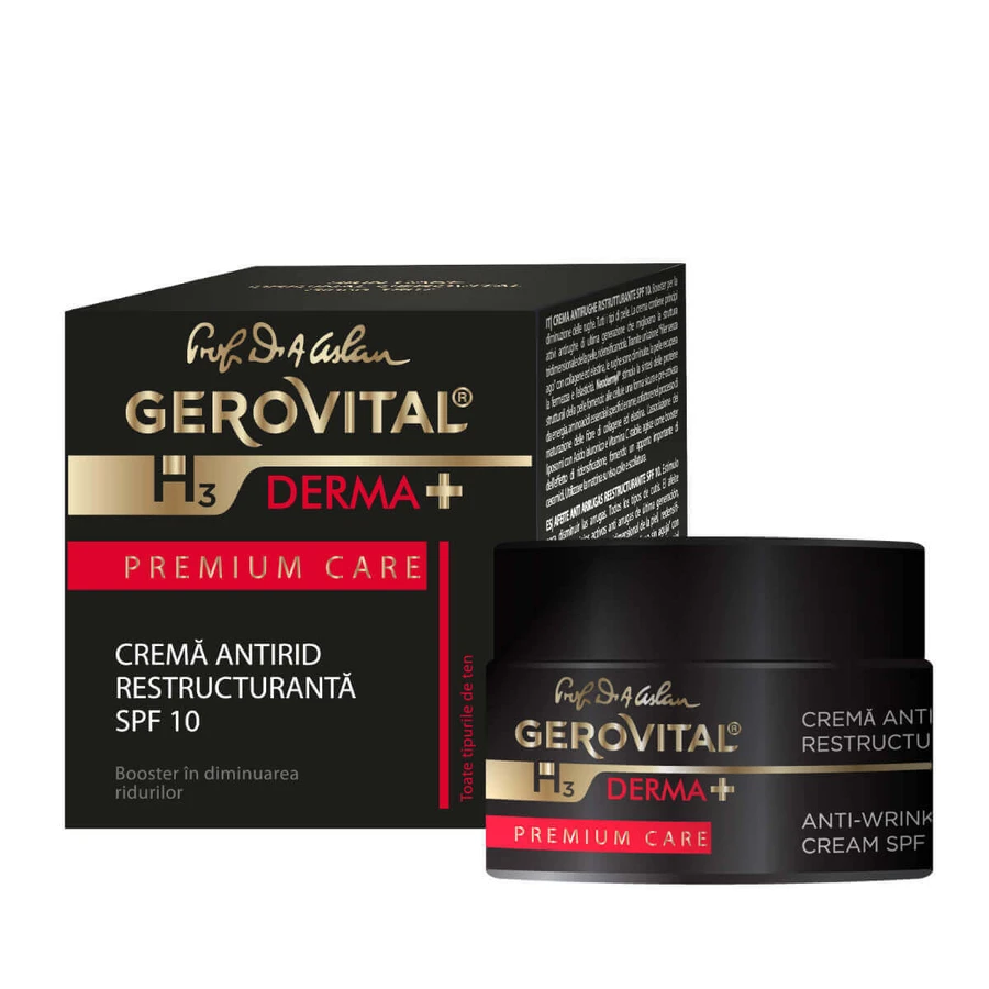 Восстанавливающий крем против морщин SPF 10 Gerovital H3 Derma+ Premium Care, 50 мл, Farmec: цены и характеристики