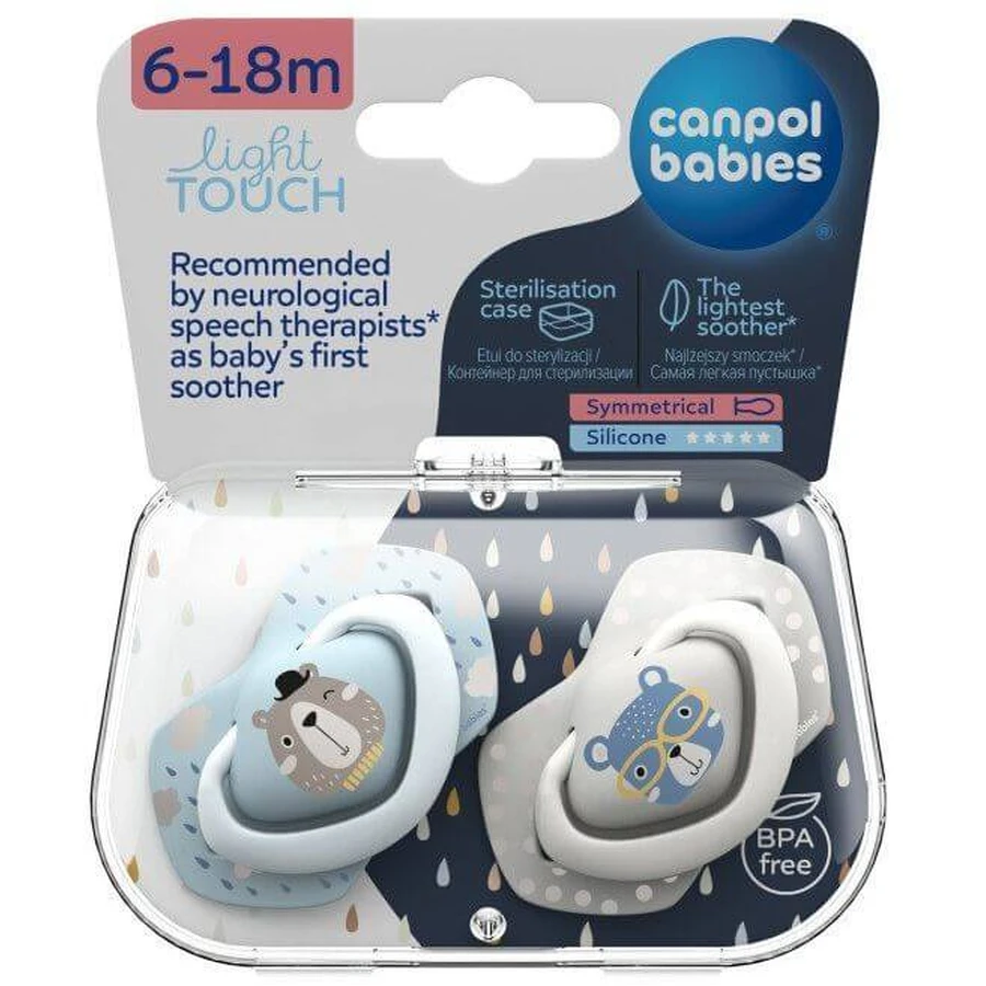 Canpol babies Набор симметричных силиконовых пустышек BONJOUR PARIS голубой 6-18м 2 шт: цены и характеристики