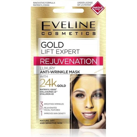 Eveline Gold Lift Expert 3in1 1×7 мл, маска для лица: цены и характеристики