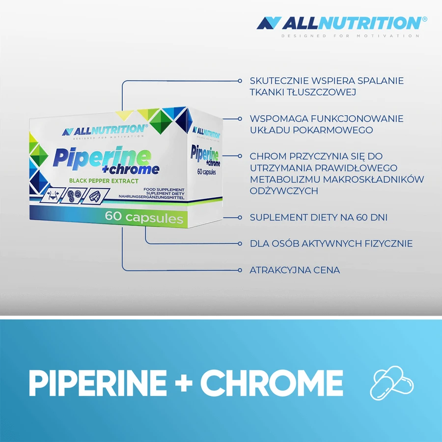 Allnutrition, Пиперин + хром, 60 капсул: цены и характеристики