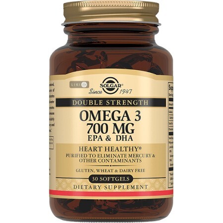 Double Strength Omega-3 Solgar 700 mg EPA & DHA капсули, №30