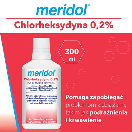 Меридол Хлоргексидин 0,2%, ополіскувач для порожнини рота, без спирту, 300 мл ЗАБРУДНЕНА УПАКОВКА: ціни та характеристики