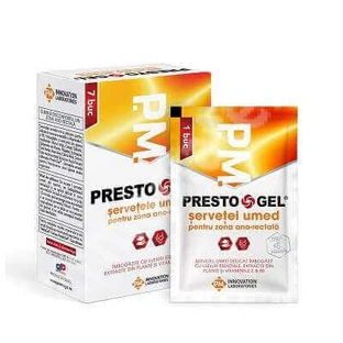 Серветки вологі Prestogel, 7 штук, Дан Фарм
