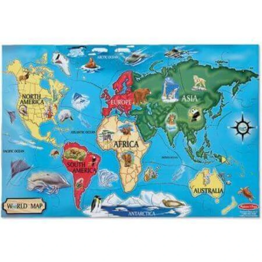 Напольный пазл "Карта мира", 33 детали, Melissa and Doug: цены и характеристики