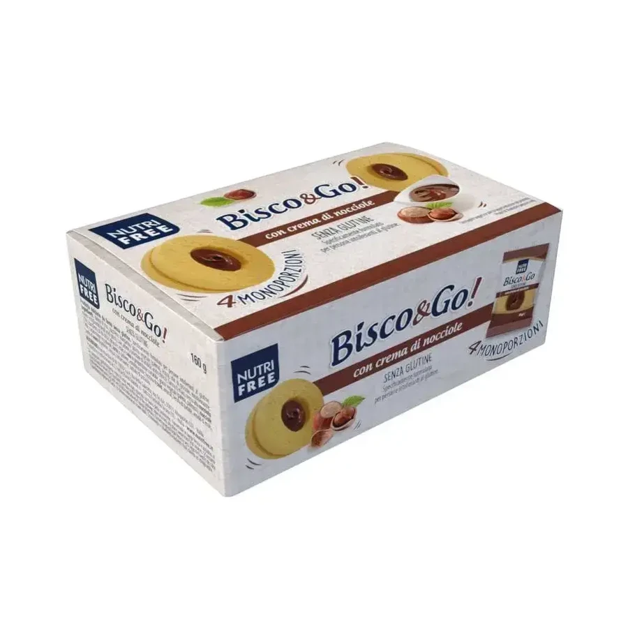 Безелементні лінзерні тістечка Bisco&Go Nocciola з фундуковим кремом 1×160 г, лінзерні тістечка: ціни та характеристики