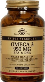 Омега-3 Тройная Solgar ЭПК, ДГК 950 мг капсулы, №50