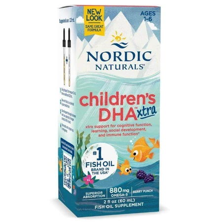 Дитяча DHA Xtra 880 мг Berry Punch Ягідний пунш (60 мл) Nordic Naturals: ціни та характеристики