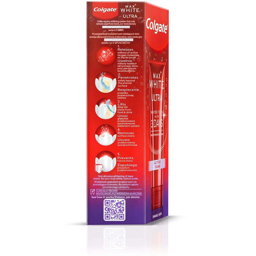Colgate Max White Ultra Active Foam, отбеливающая зубная паста 50 мл: цены и характеристики