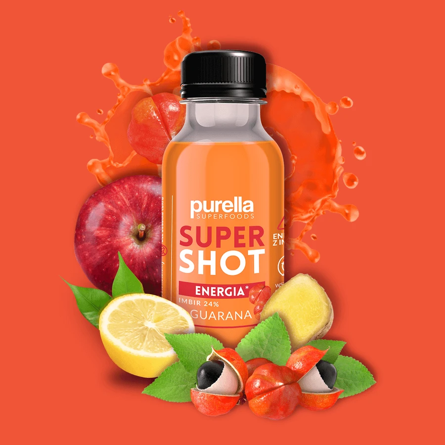 Purella Superfoods SuperShot Energy, напій негазований, імбир + гуарана, 100 мл: ціни та характеристики