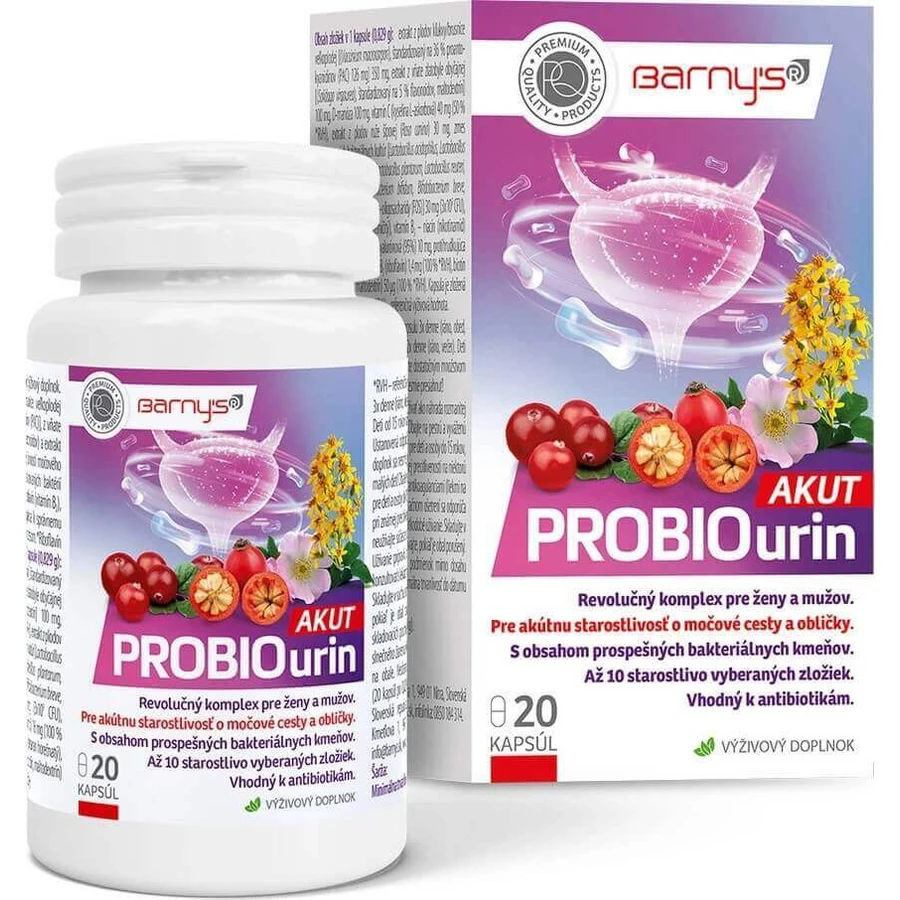 Barnys® PROBIOurin AKUT 1×20 cps, револьверний розчин для гострих позивів нижніх сечових шляхів та щік: ціни та характеристики
