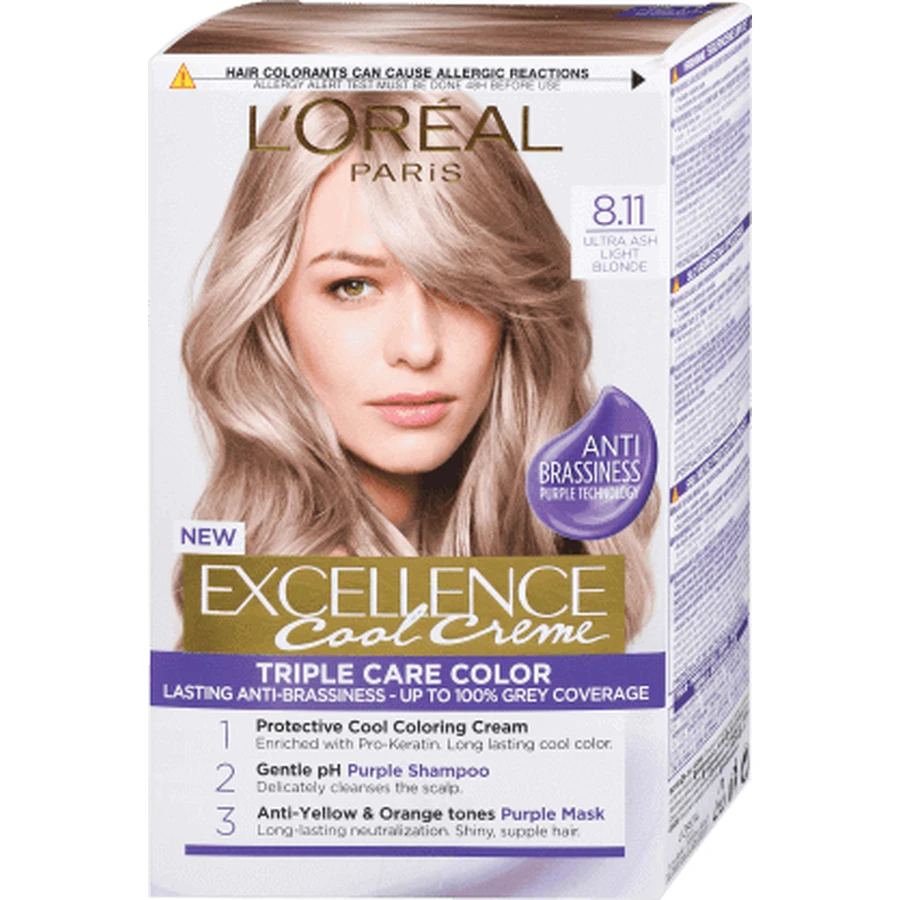 Loreal Paris EXCELLENCE CREME Стійка фарба для волосся з аміаком 8.11, 1 шт.: ціни та характеристики