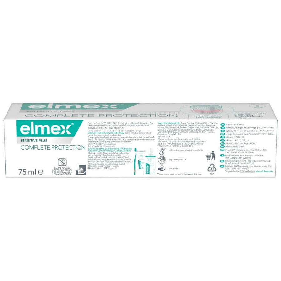 Зубная паста Elmex Sensitive Plus Complete Protection, 75 мл: цены и характеристики