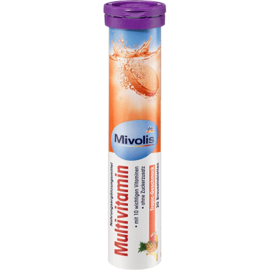 Мультивітаміни Mivolis Multivitamine з тропічним смаком шипучі таблетки, 82 г, 20 шт.: ціни та характеристики