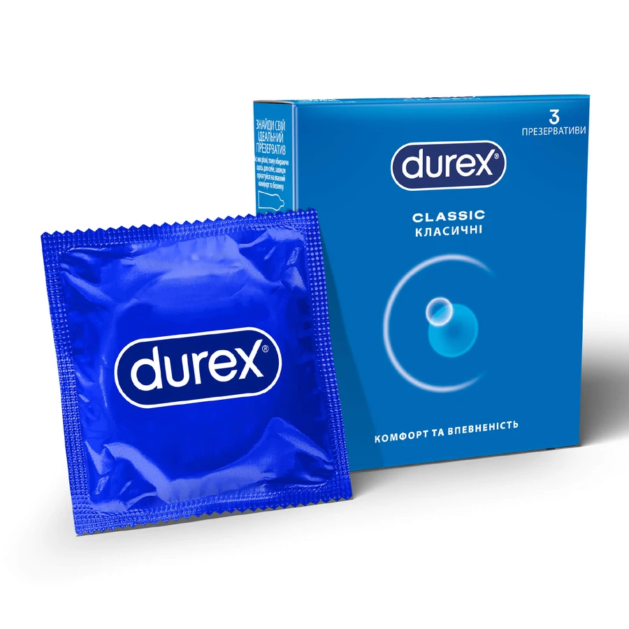 Презервативи латексні з силіконовою змазкою DUREX® Сlassic (класичні), 3 шт.: ціни та характеристики