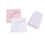Комплект з 2 простирадл + водонепроникний чохол, 120x60 см, білий/рожевий, Fic Baby