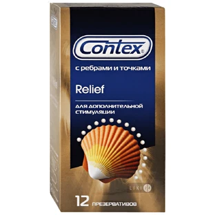 Презервативи Contex Relief з точками і ребрами, 12 шт