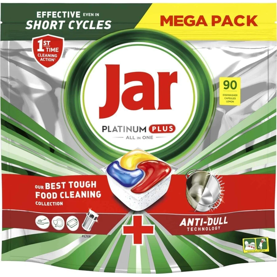 Jar Platinum Plus All-in-One, капсулы для посудомоечных машин, лимон 90 шт.: цены и характеристики