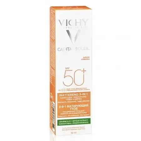 Vichy Capital Soleil 3 в 1 Антитенирующий матирующий крем с SPF 50+, 50 мл: цены и характеристики