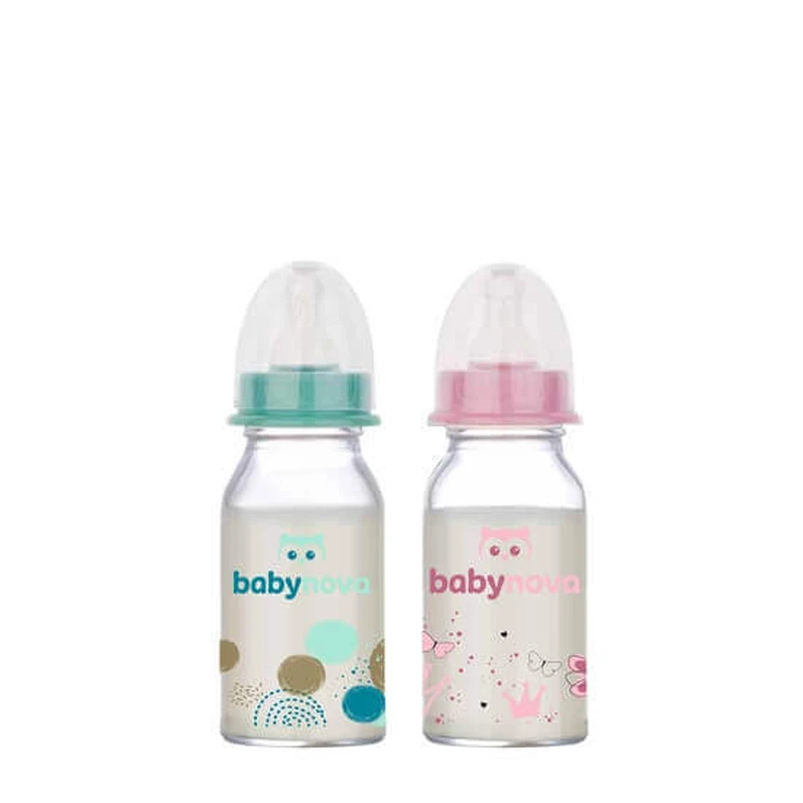 Пляшечка для годування з декорованого скла, 0-24 місяці, 120 мл, BabyNova: ціни та характеристики