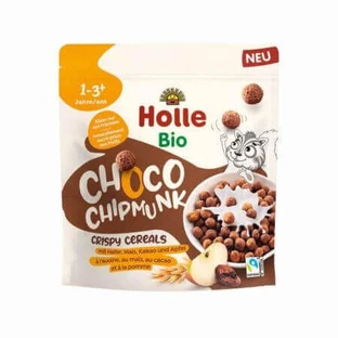 Органічні хрусткі пластівці Choco ChipMunk, + 1 рік, 125 г, Holle