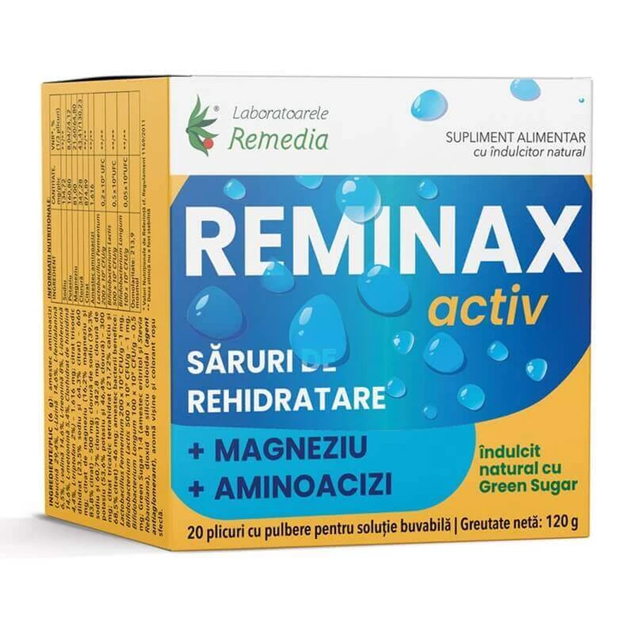 Reminax Activ соли для регидратации + магний и аминокислоты, 20 пакетиков, Remedia: цены и характеристики