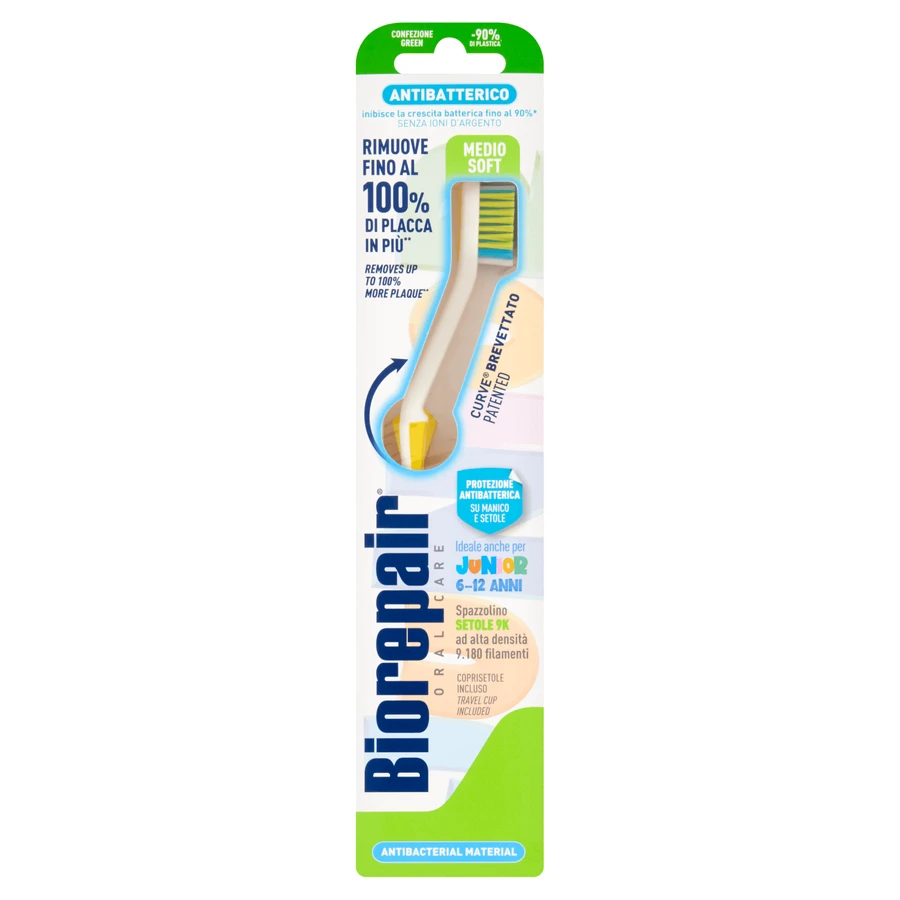 Biorepair Curve Junior, изогнутая зубная щетка, 7-14 лет, средняя мицеллярная, 1 шт.: цены и характеристики
