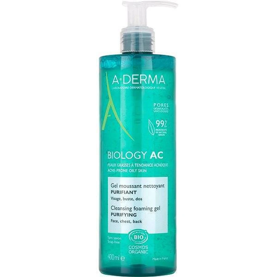 A-DERMA BIOLOGY AC Пінний очищуючий гель для шкіри, схильної до акне, 1×400 мл гель, очищуючий гель для шкіри: ціни та характеристики