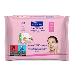 Dermasoft Orchid - очищающие салфетки на основе коллагена, 20 штук, Septona