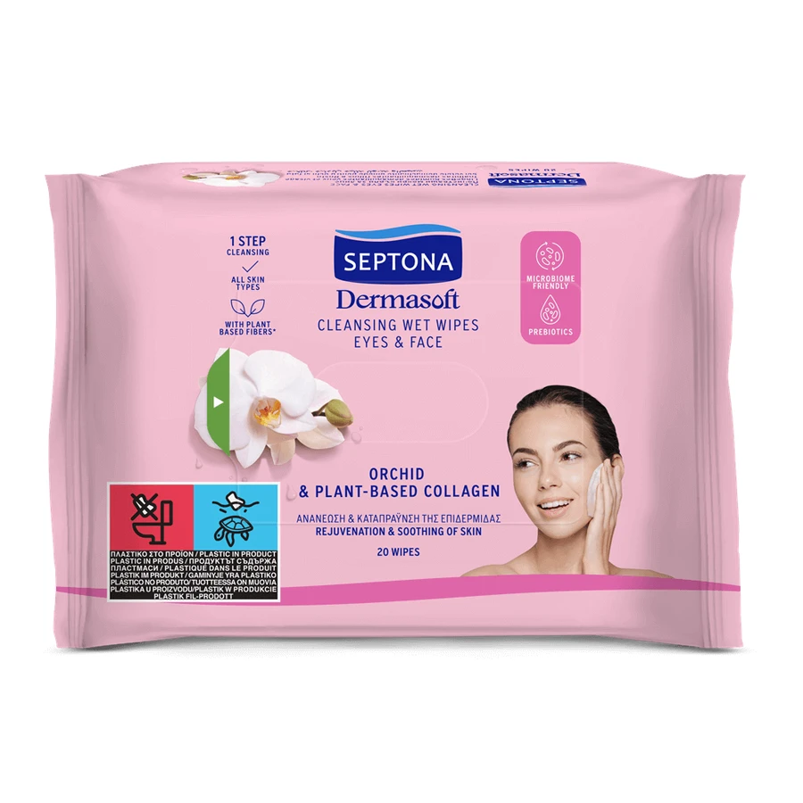 Dermasoft Orchid - очищающие салфетки на основе коллагена, 20 штук, Septona: цены и характеристики
