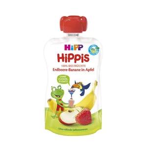 Пюре из яблок, клубники и бананов HiPPiS, +12 месяцев, 100 г, Hipp