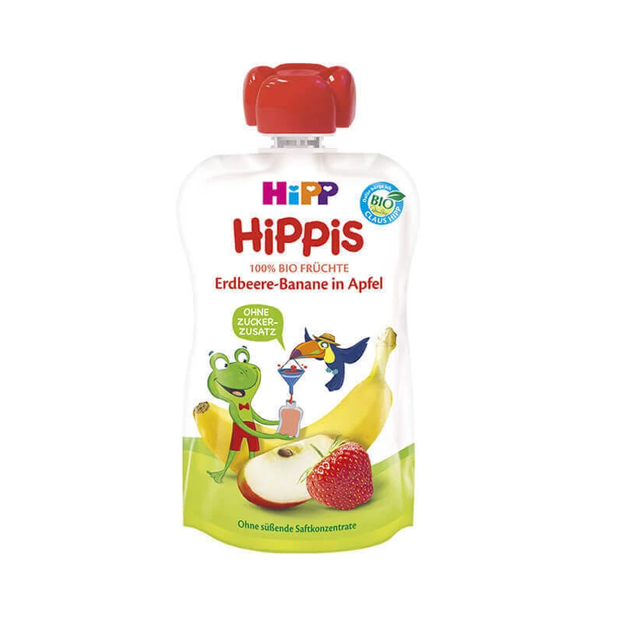 Пюре из яблок, клубники и бананов HiPPiS, +12 месяцев, 100 г, Hipp: цены и характеристики
