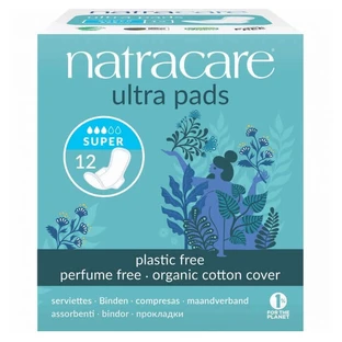 Прокладки Natracare Ultra Pads Super з крильцями, органічні, 3 краплі, 12 штук