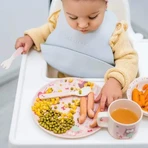 BabyOno Мягкий пластиковый нагрудник с карманом BPA free серый 6м+: цены и характеристики