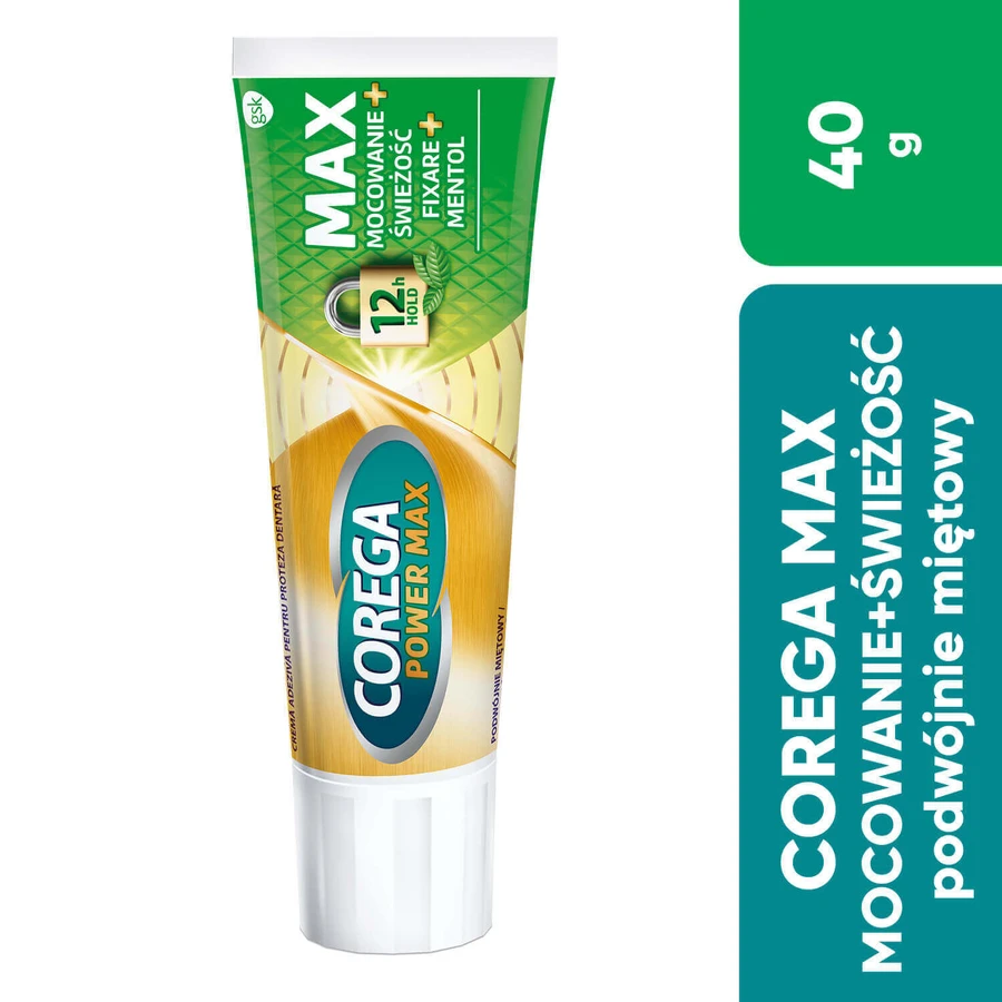 Corega Power Max Fixation + wieo, фиксирующий крем для зубных протезов, двойная варежка, 40 г: цены и характеристики
