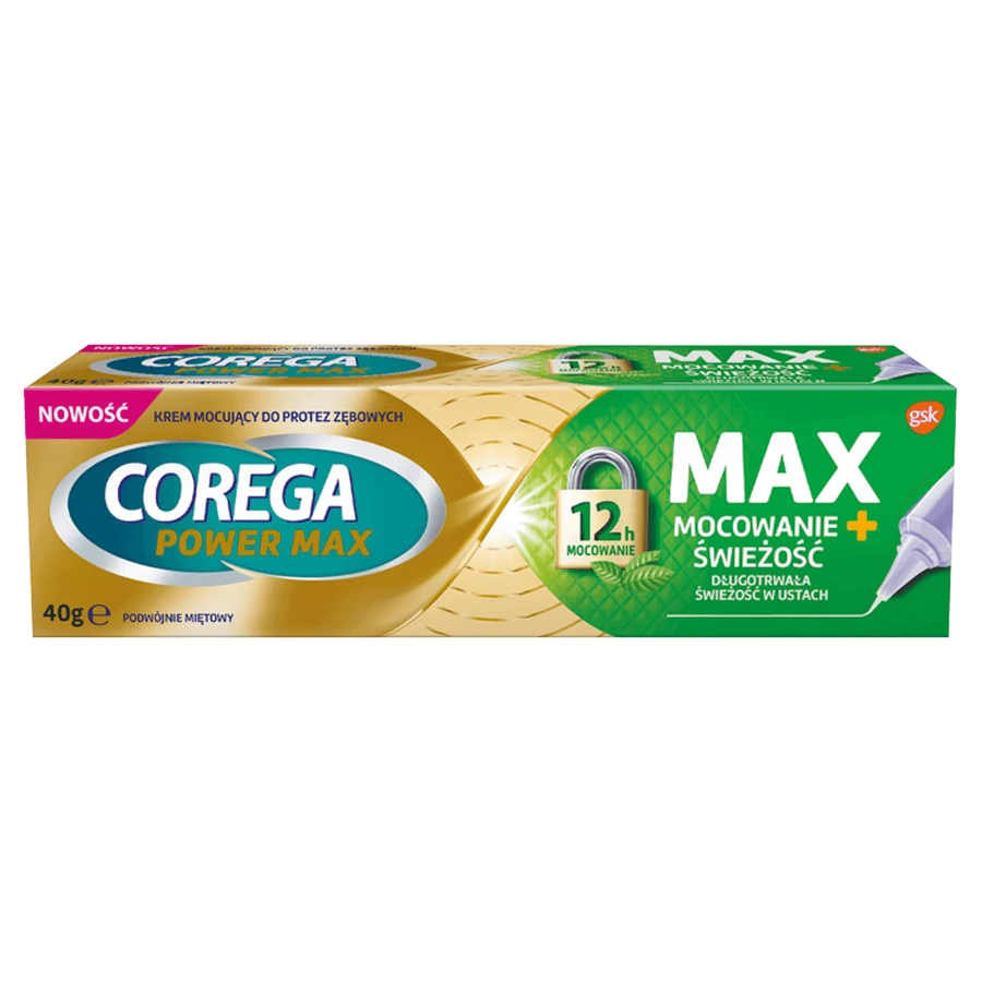 Corega Power Max Fixation + wieo, фиксирующий крем для зубных протезов, двойная варежка, 40 г: цены и характеристики
