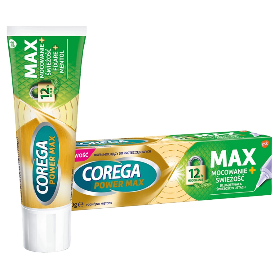 Corega Power Max Fixation + wieo, фиксирующий крем для зубных протезов, двойная варежка, 40 г: цены и характеристики