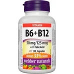 WEBBER NATURALS Вітамін В6+В12+фолієва кислота 1×120 капсул, дієтична добавка: ціни та характеристики