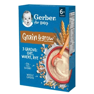 Gerber Grain & Grow Безмолочная овсяно-пшенично-ржаная каша, без сахара, после 6 месяцев, 200 г