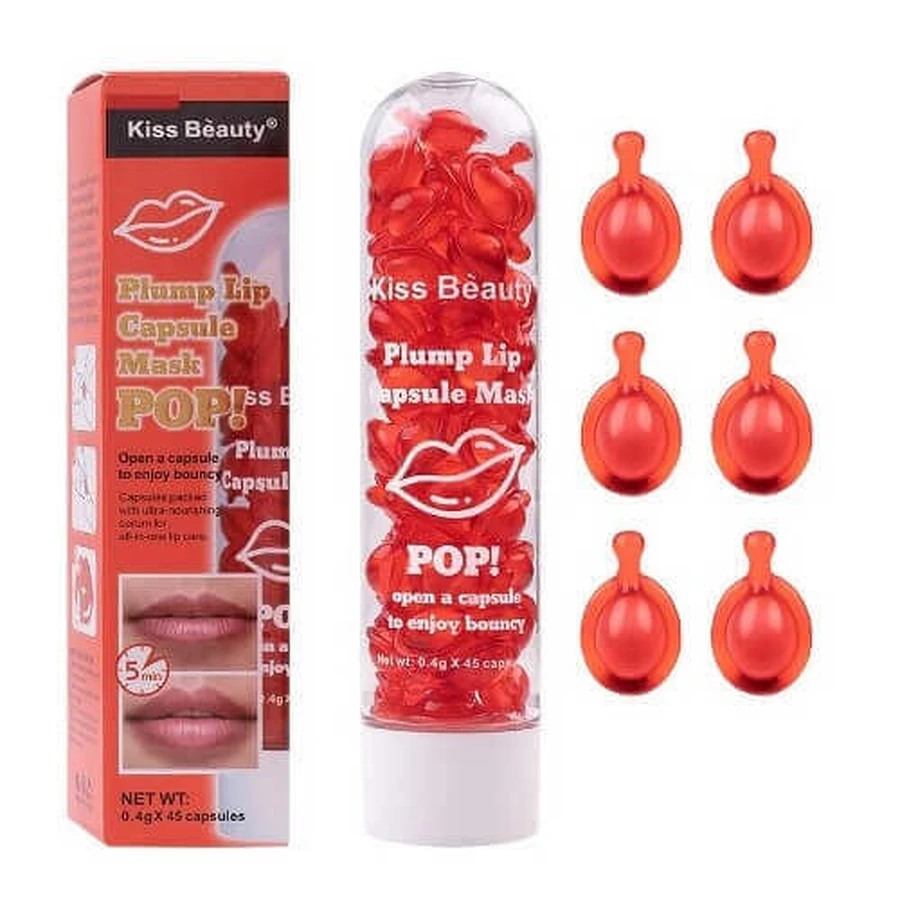 Набір капсул для пухких губ, Kiss Beauty, Plump Lip Capsule Mask Pop, 45 капсул: ціни та характеристики