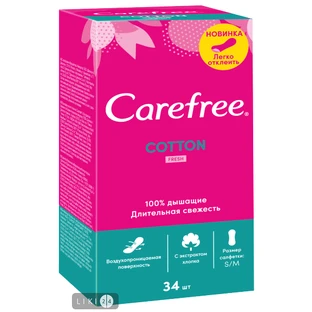 Прокладки ежедневные Carefree Cotton Fresh 34 шт