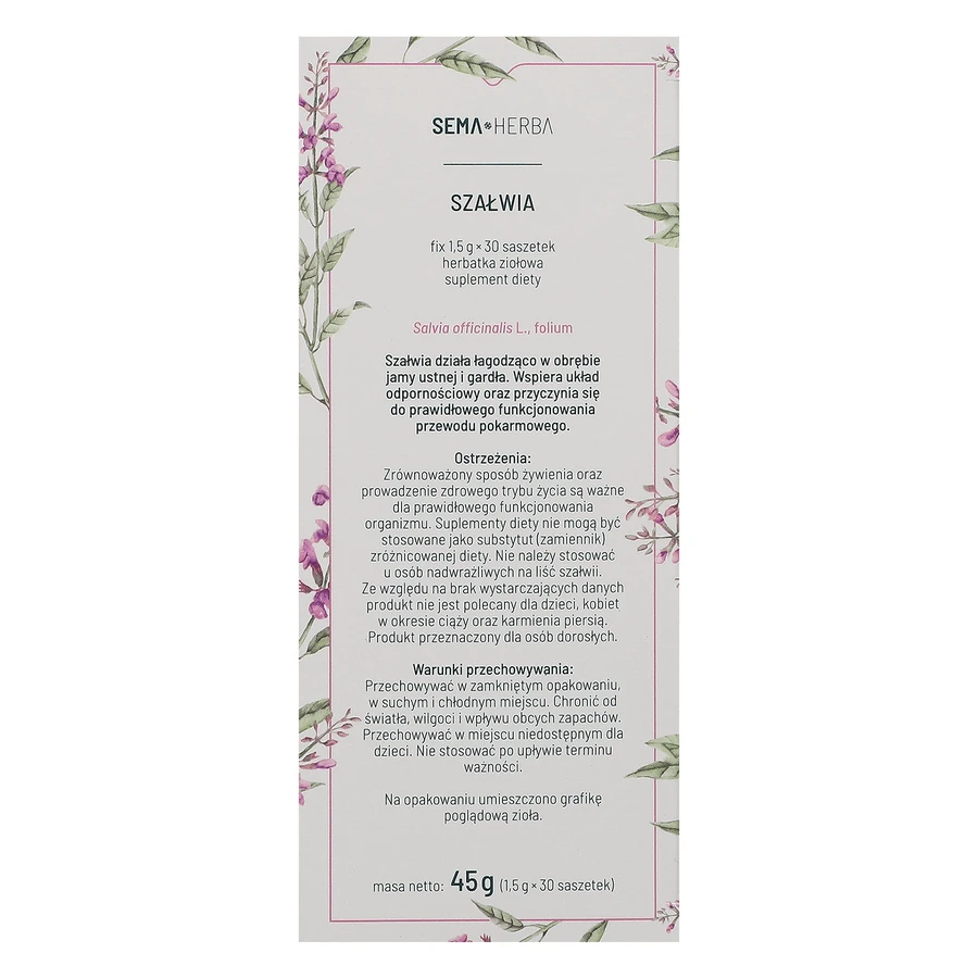 SEMA Herba Szawia Fix, 1,5 г x 30 пакетиков: цены и характеристики