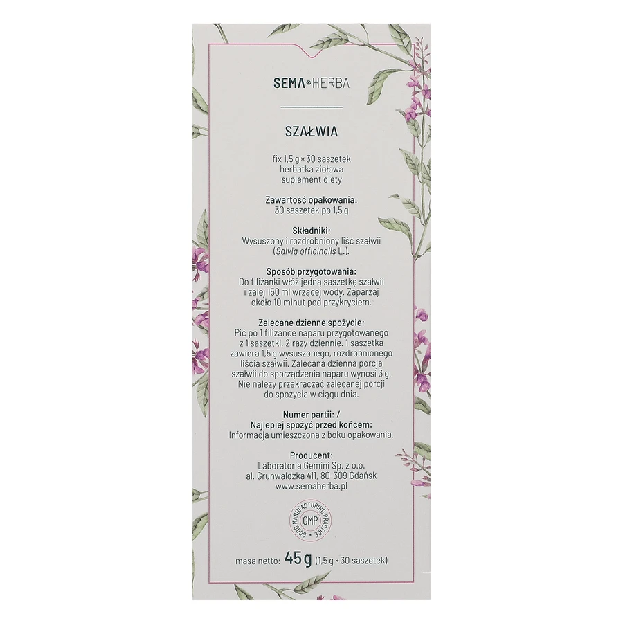 SEMA Herba Szawia Fix, 1,5 г x 30 пакетиков: цены и характеристики