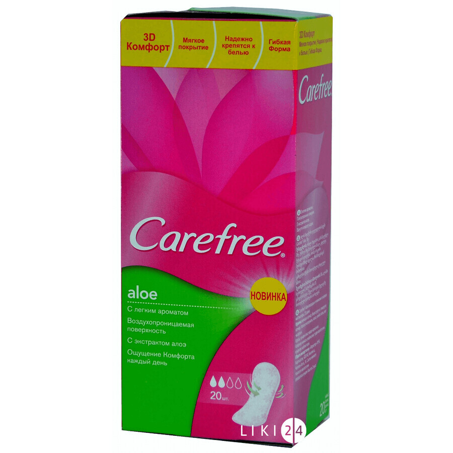 Прокладки щоденні Carefree with Aloe 20 шт: ціни та характеристики
