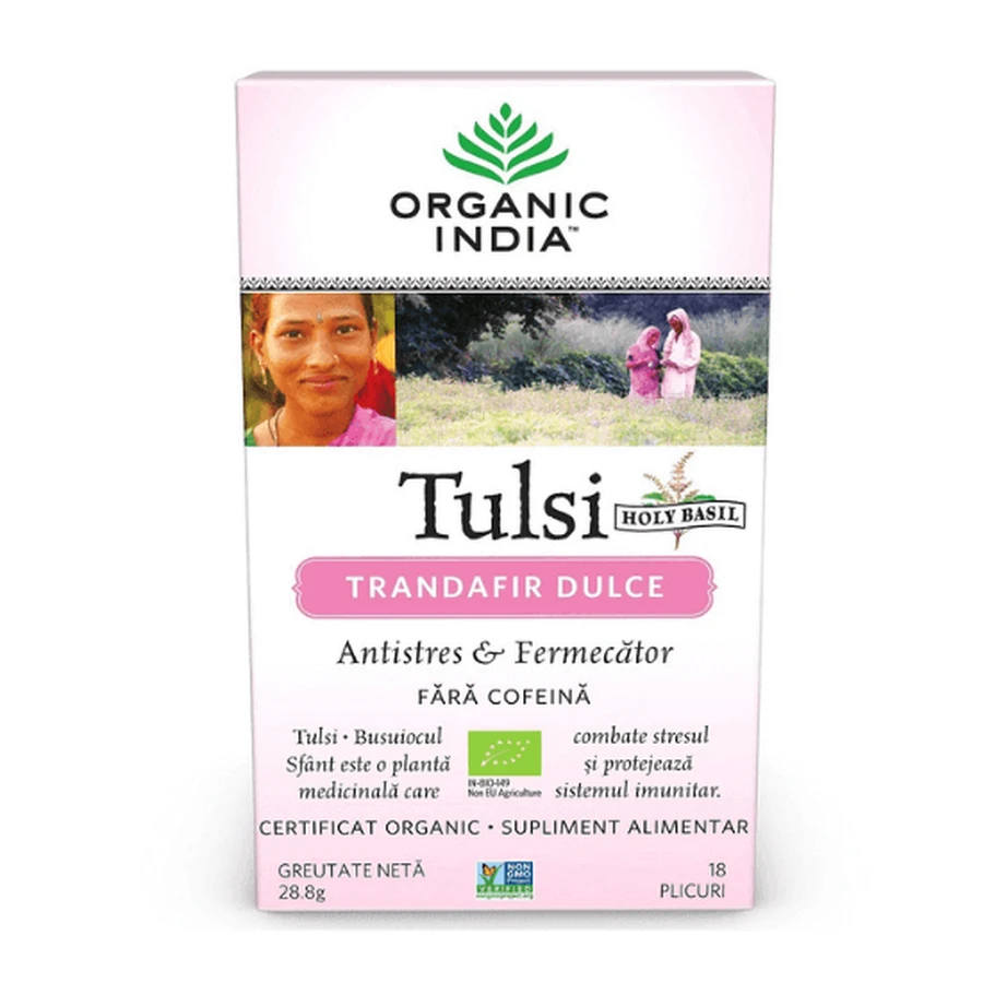 Антистресовий чай Tulsi Sweet Rose Rose, 18 пакетиків, Органічна Індія: ціни та характеристики