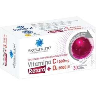 Вітамін С 1500 мг + D3 3000 МО Retard Biosunline, 30 таблеток, AC Helcor